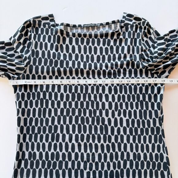 EUC Marimekko Taos Oval 3/4 Sleeve Boatneck Cotton Top in Black & Grey Size S - Picture 6 of 8